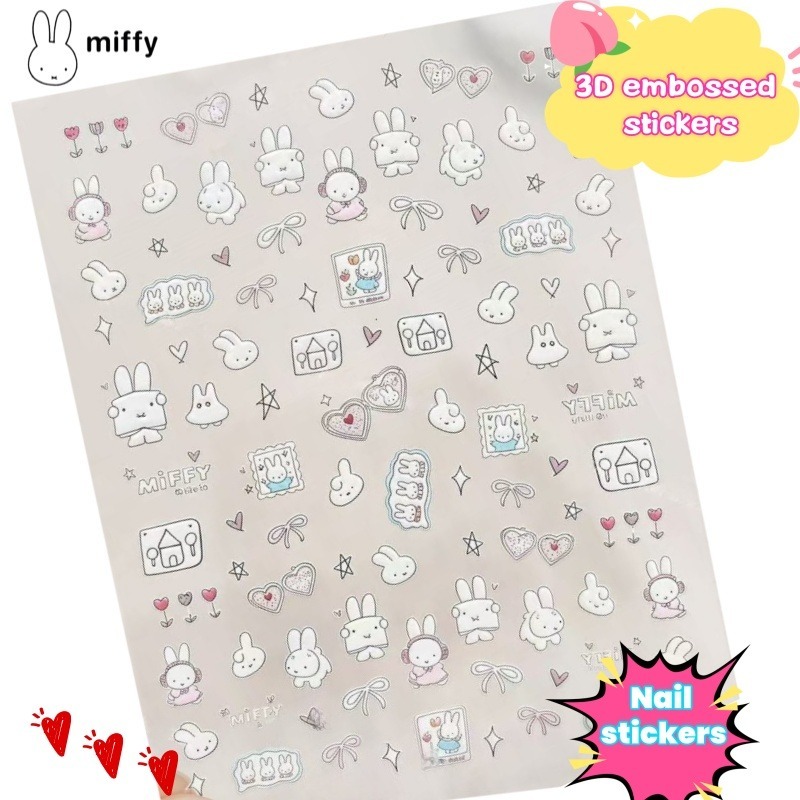 Nail Art - Stiker kuku kartun Miffy stiker lucu